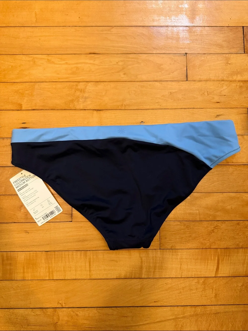 Athleta Navy Bikini Bottoms with Light Blue Waistband